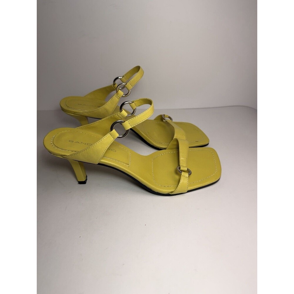 Vintage Bandolino BDDANCING Yellow Leather Kitten Heels Strappy Sandals Sz 7.5M